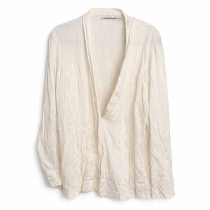 Transit Par-Such Open Front Cardigan Size M – Ivory Lightweight Ribbed Drape